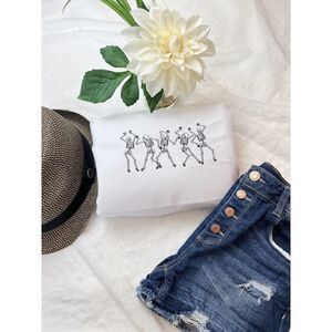 NEW Dancing Skeletons Embroidery Crewneck sweatshirt, Halloween sweatshirt‎